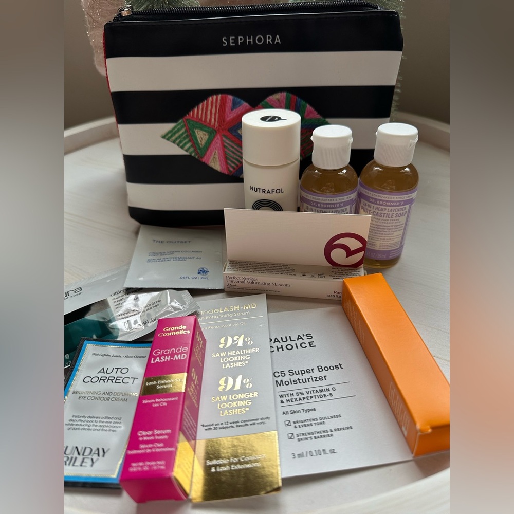 Samples & Minis in a Sephora Make-up Bag